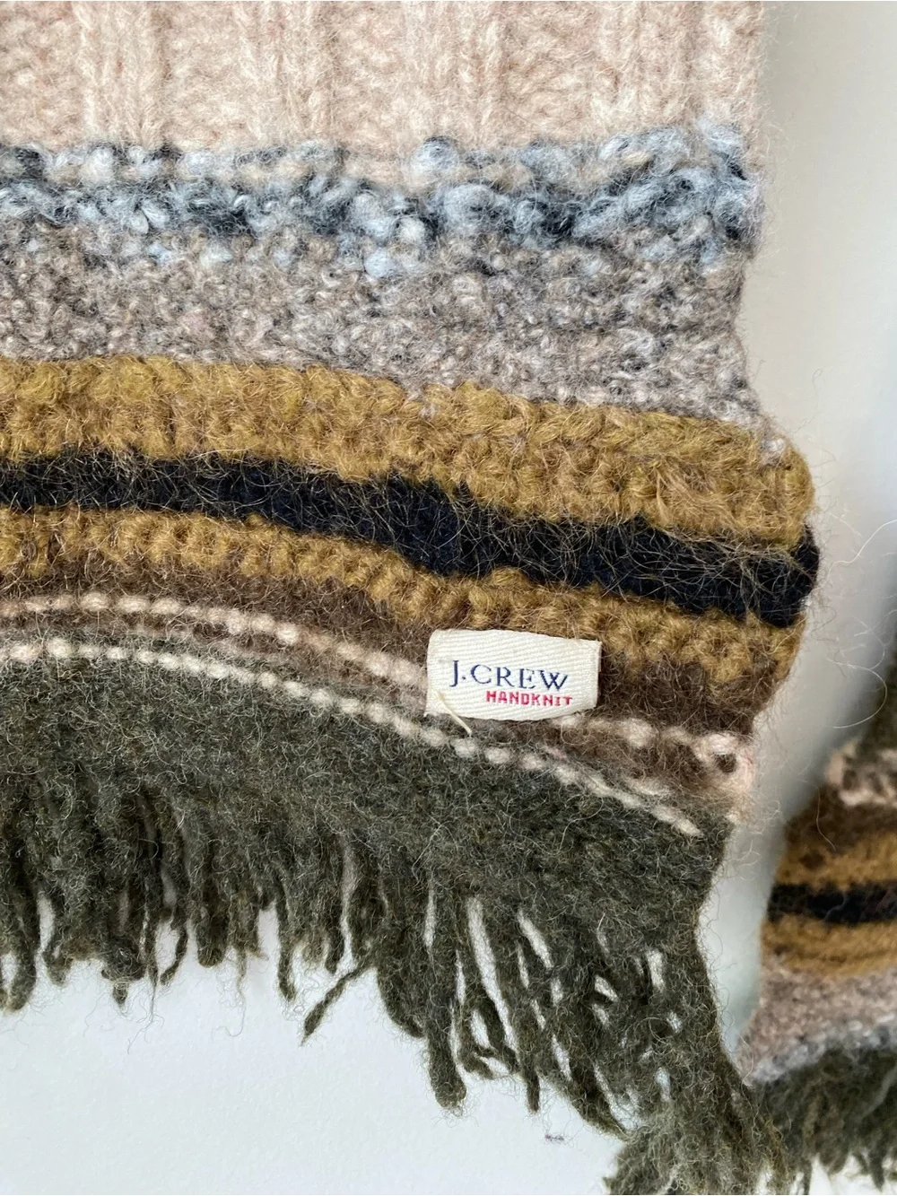 Vintage J.Crew Scarf 100% Wool Multicolor Rare Handknit